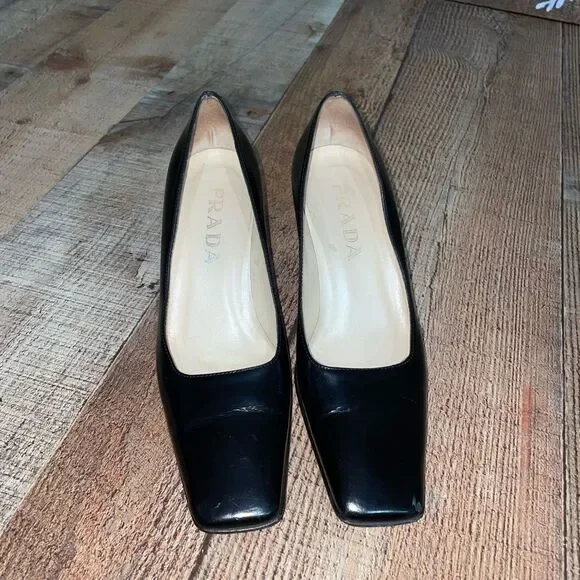 Prada square toe black pumps heels - Picture 3 of 11